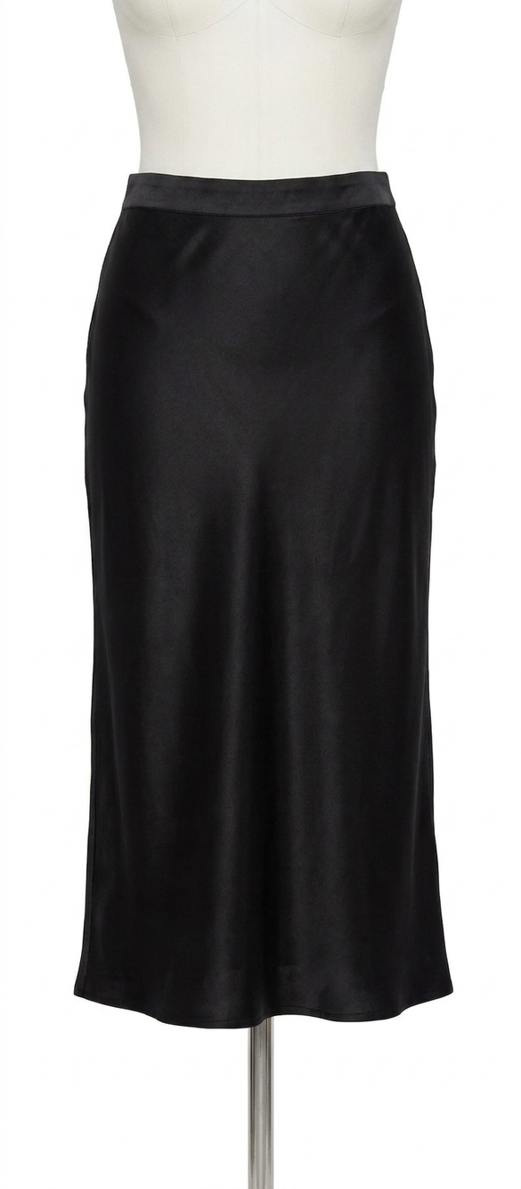 NEW MICHAEL STARS leila satin bias midi skirt in black